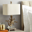 Ella - Traditional Fabric Cuboid Bedside Night Table Lamp With Coral Pedestal White