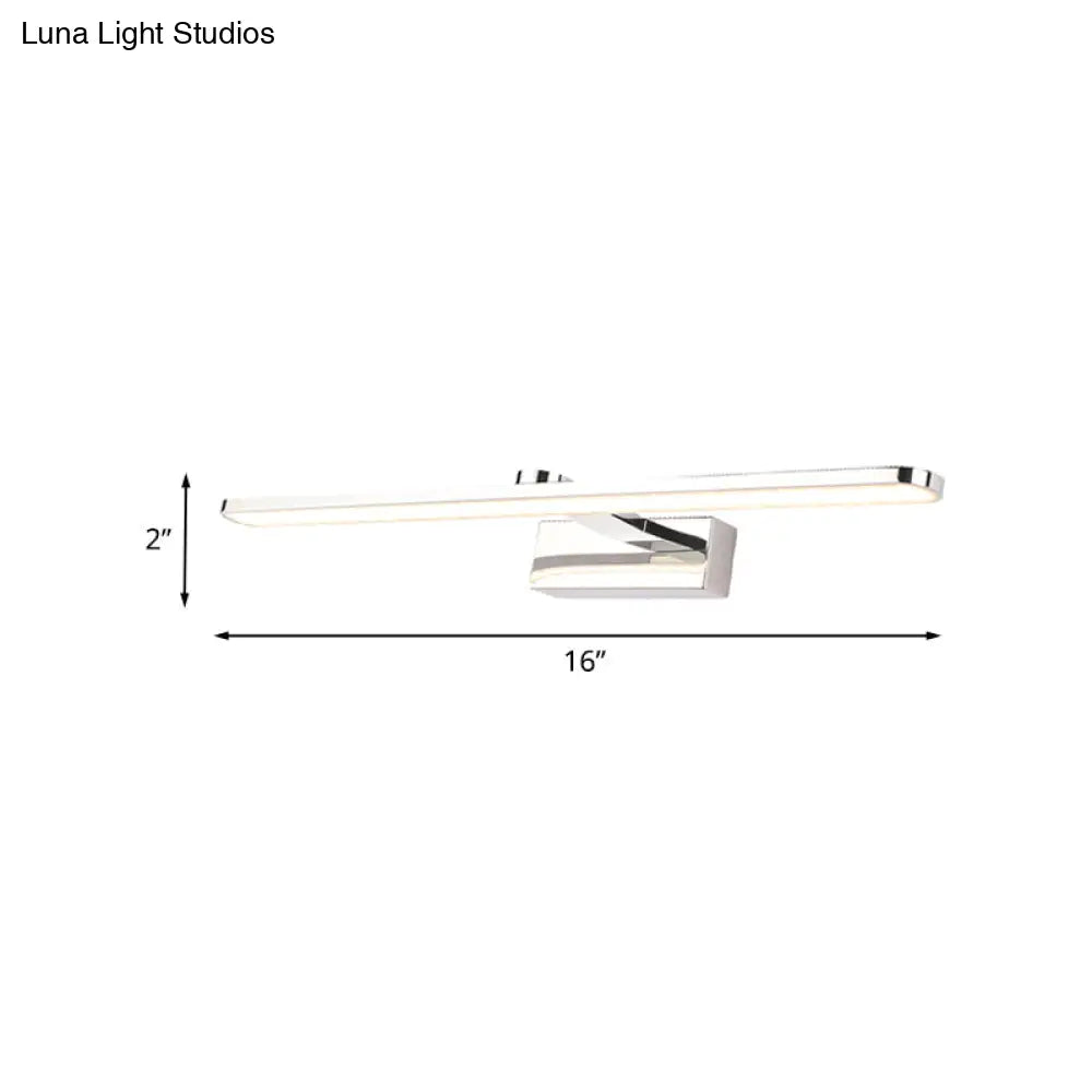 Elongated Acrylic Vanity Lighting 16/17/23 Led Wall Light Sconce For Bathroom White Finish