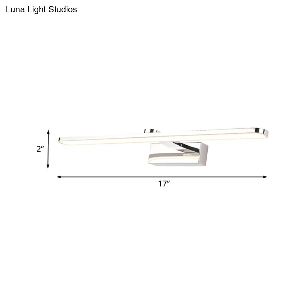 Elongated Acrylic Vanity Lighting 16/17/23 Led Wall Light Sconce For Bathroom White Finish