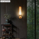 Elongated Bamboo Wall Lamp For South-East Asian Corridors - Wood Mount