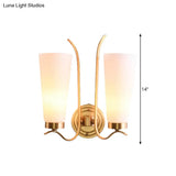 Elongated Opal Glass Wall Sconce With Brass Finish For Rustic Guest Room - 1/2-Light Fixture