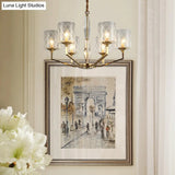 Emanuela - Elegant Grid Cylinder Shade Chandelier Style Metallic Ceiling Pendant In Gold For Study