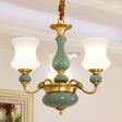 Emerald Green-Gold Retro Vase Chandelier: Opal Frosted Glass Pendant Light For Dining Room 3 / Gold
