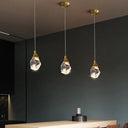 Emily - Gemstone Led Pendant Light: Artistic Brass Fixture For Dining Room 1 / White