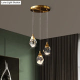 Emily - Gemstone Led Pendant Light: Artistic Brass Fixture For Dining Room