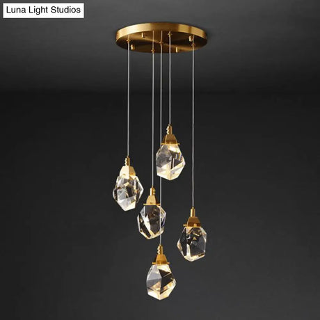 Emily - Gemstone Led Pendant Light: Artistic Brass Fixture For Dining Room
