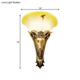Engraved Goat Wall Sconce - Retro Metallic Lighting Fixture