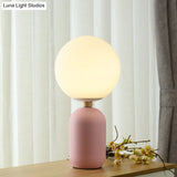Estelle - White Global Glass Night Table Lamp Nordic 1-Bulb Grey/White/Pink Reading Book Light With