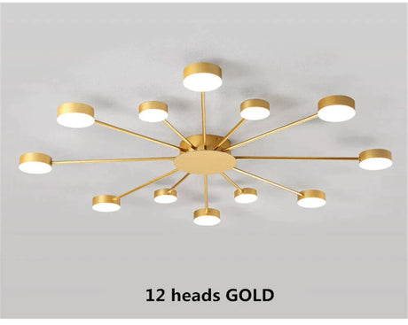 Europe Ceiling Lamp Contracted Modern 16 Heads Led Gold Indoor Light Restaurant Living Room Bedroom
