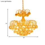 European Conic 6-Light Chandelier: Gold Suspension Pendant With Crystal Bead Accents