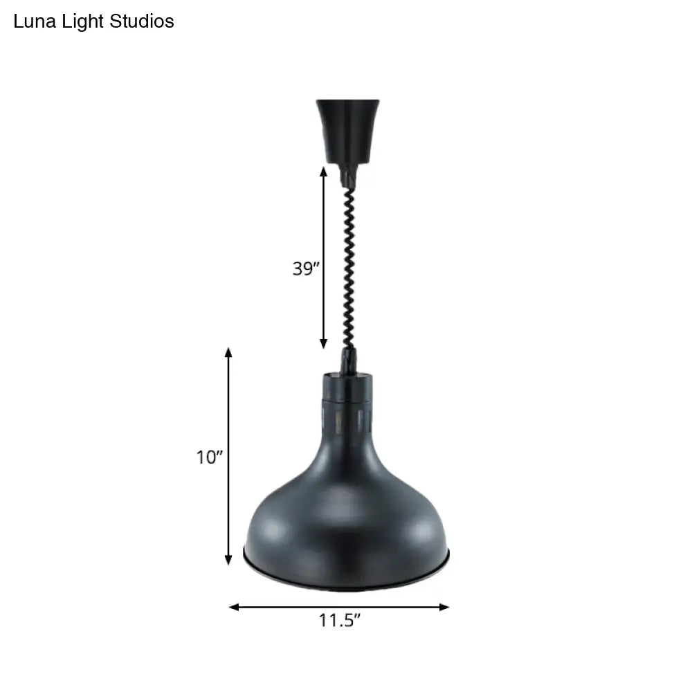 Extendable Pendant Lighting With Retro Dome Shade - Black 7’/11.5’ W