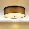 Fabric Brown Modern Led Flush Mount Ceiling Fixture 16’/19.5’ Diameter Dark Coffee / 16’