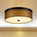 Fabric Brown Modern Led Flush Mount Ceiling Fixture 16’/19.5’ Diameter Dark Coffee / 16’