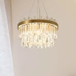 Faceted Crystal Cylinder Chandelier - Contemporary Gold Ceiling Light With 6 Bulbs