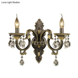 Faceted Crystal Finial Black And Gold Sconce Candlestick - Nordic Wall Light With 2 Lights