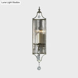 Faceted Crystal Silver Wall Sconce Candelabra For Living Rooms 1/3-Head Fixture
