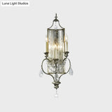 Faceted Crystal Silver Wall Sconce Candelabra For Living Rooms 1/3-Head Fixture