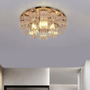 Faceted Crystal Starfish Led Semi Flush Light For Hallways With Warm/White In Rose Gold / White