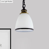 Factory Black/Brass Frosted Glass Dome Pendant Light With Single-Bulb