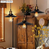 Factory Flying Saucer Ceiling Pendant Hanging Lamp - 8.5’/12’ Wide Single-Bulb Metal Black