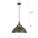 Factory Style Metal Pendant Ceiling Light - Bowl Shade Restaurant Hanging Lamp Bronze / 12’
