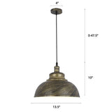 Factory Style Metal Pendant Ceiling Light - Bowl Shade Restaurant Hanging Lamp Bronze / 14’