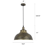 Factory Style Metal Pendant Ceiling Light - Bowl Shade Restaurant Hanging Lamp Bronze / 16’