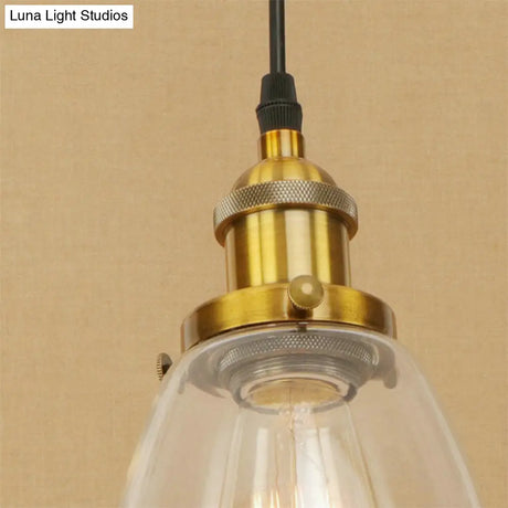 Farmhouse 1 Light Brass/Copper Pendant Ceiling With Clear Glass Tapered Shade