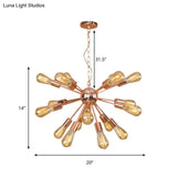 Farmhouse 18/21-Light Iron Chandelier: Copper/Gold Sputnik Ceiling Fixture For Dining Room