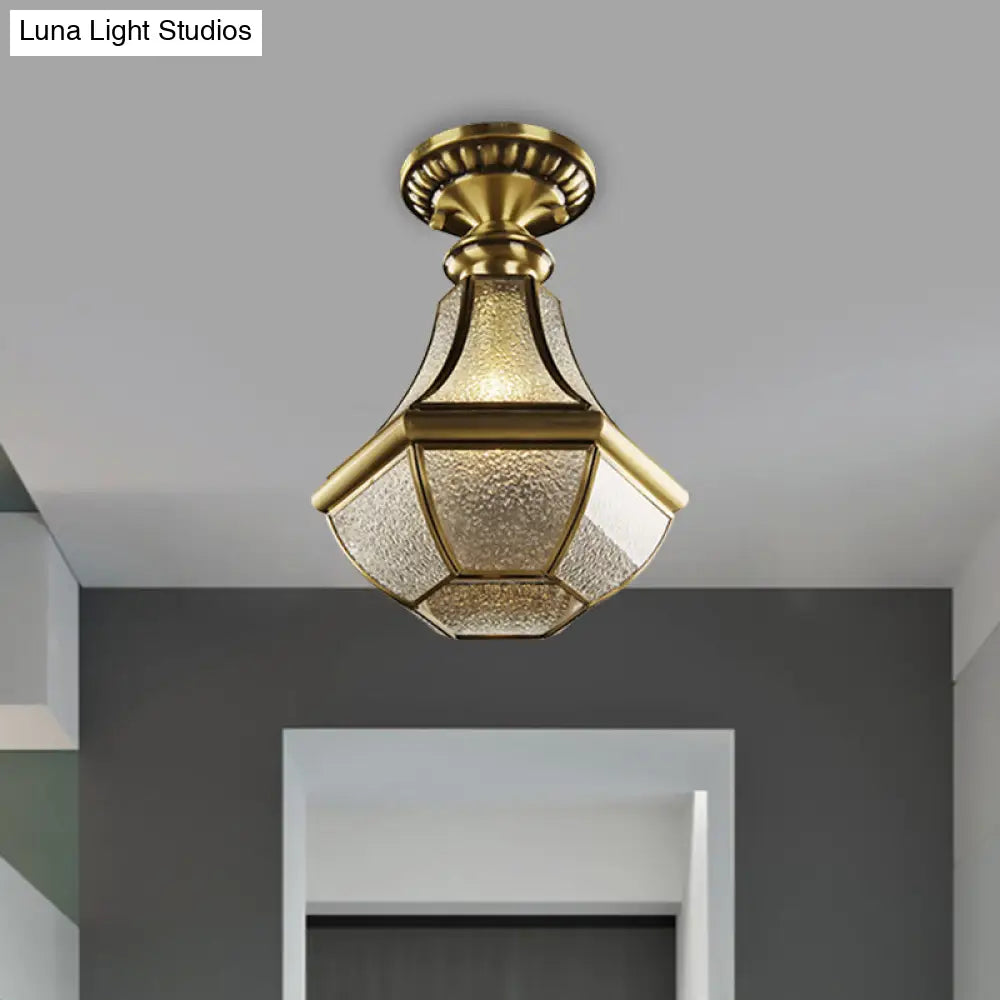 Farmhouse Bell Ceiling Light - Brass Flush Mount For Hallway