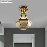 Farmhouse Bell Ceiling Light - Brass Flush Mount For Hallway