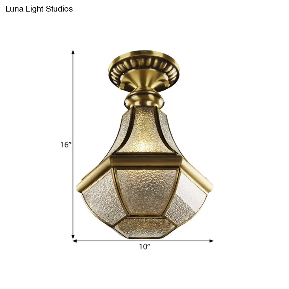 Farmhouse Bell Ceiling Light - Brass Flush Mount For Hallway