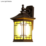 Farmhouse Black Metallic Wall Sconce With Squared Pavilion Design And 1 Bulb