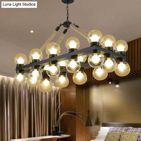 Farmhouse Black Pendant Light With 24 Cognac Glass Hanging Island Lights For Dining Room