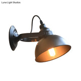 Farmhouse Bowl Shade Black Metal Wall Sconce With Adjustable Handle
