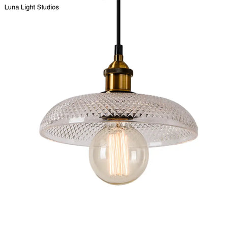 Farmhouse Brass Dome Pendant Ceiling Light With Clear Prismatic Glass For Dining Room - 1 8’/10
