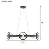 Farmhouse Circular Pendant Chandelier - 4/6 Lights Black Metallic With Clear Glass Shade