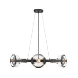 Farmhouse Circular Pendant Chandelier - 4/6 Lights Black Metallic With Clear Glass Shade 6 /
