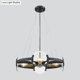 Farmhouse Circular Pendant Chandelier - 4/6 Lights Black Metallic With Clear Glass Shade