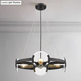 Farmhouse Circular Pendant Chandelier - 4/6 Lights Black Metallic With Clear Glass Shade