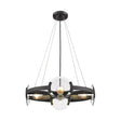 Farmhouse Circular Pendant Chandelier - 4/6 Lights Black Metallic With Clear Glass Shade 4 /