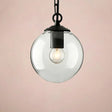 Farmhouse Clear Glass Single-Bulb Pendant Ceiling Light - Black Globe Design 8’/10’/12’ Wide