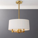 Farmhouse Fabric Drum Chandelier 3 Bulb Ceiling Suspension Light White