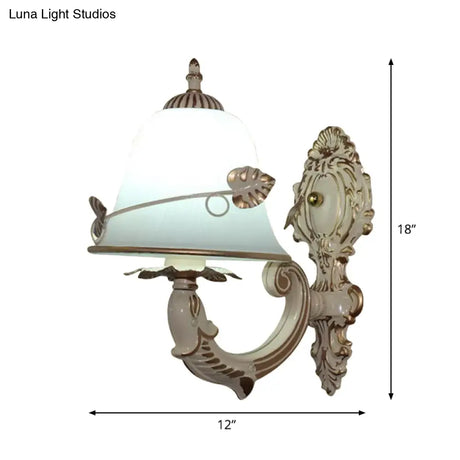 Farmhouse Glass Bell Wall Lamp - White 1-Bulb Dining Room Lighting Fixture