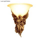 Farmhouse Glass Wall Mounted Sconce Lamp With Gold Angle Decor