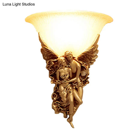 Farmhouse Glass Wall Mounted Sconce Lamp With Gold Angle Decor
