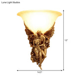 Farmhouse Glass Wall Mounted Sconce Lamp With Gold Angle Decor