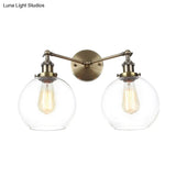 Farmhouse Globe 2-Light Wall Mount Sconce - Black/Chrome/Copper Finish For Living Room Lighting
