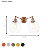 Farmhouse Globe 2-Light Wall Mount Sconce - Black/Chrome/Copper Finish For Living Room Lighting