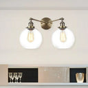 Farmhouse Globe 2-Light Wall Mount Sconce - Black/Chrome/Copper Finish For Living Room Lighting